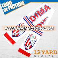 China supplier fashion advertising polyester knitted Kuwait team scarves with decorations